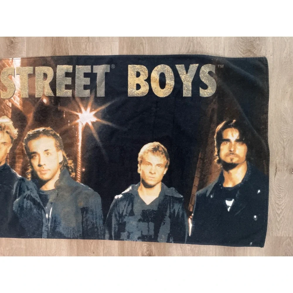 Backstreet Boys 2000 Towel Black Blue BSB Boy Band Y2K Pop Music Beach Bath